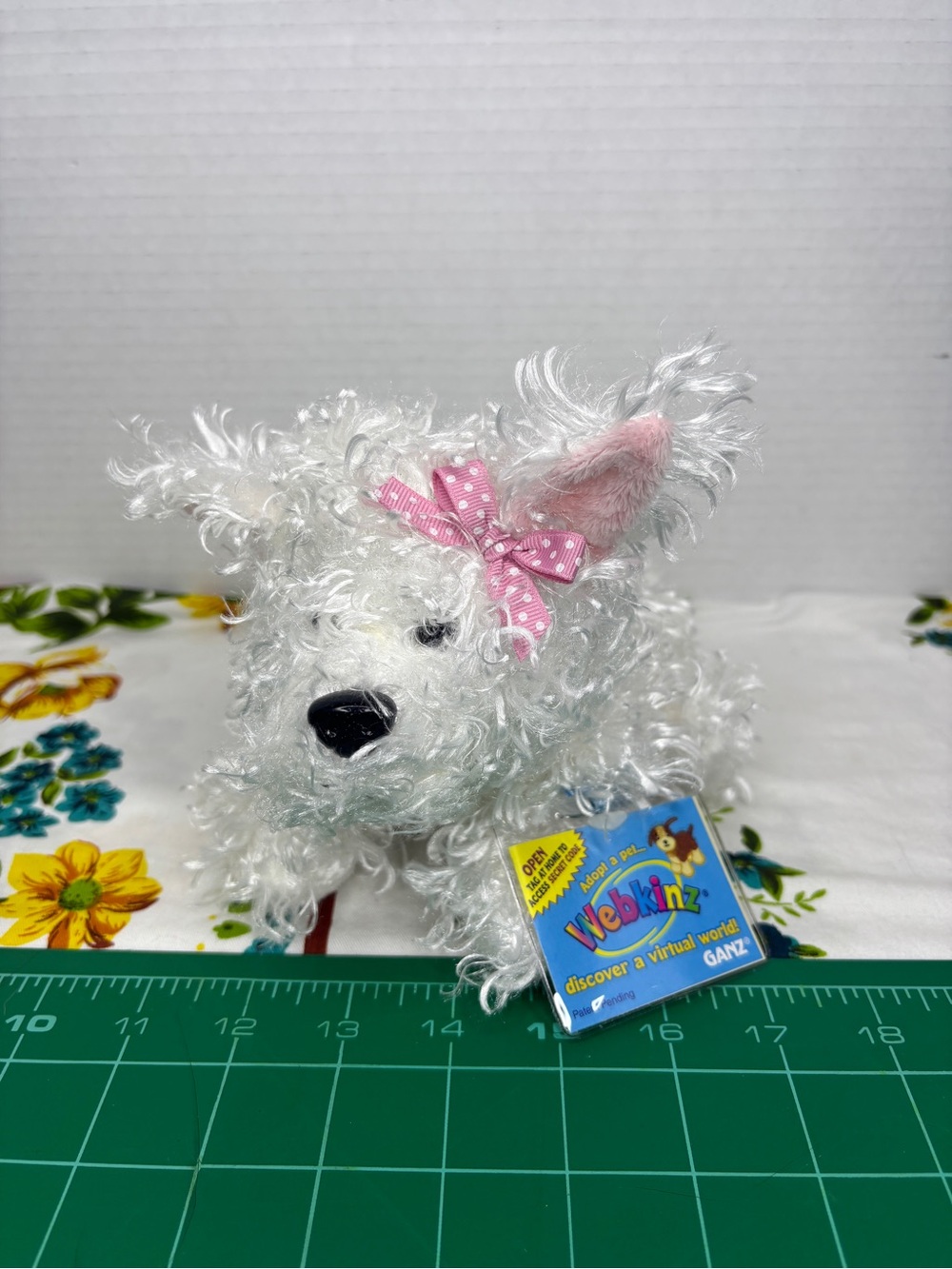 GANZ Webkinz 8" White Terrier Puppy Plush Dog Pink Bow HM106 Sealed Code